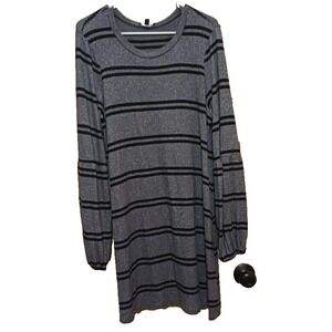 ASU WISH  Gray & Black Striped Sweater Dress Juniors Size‎ XL Long Sleeves